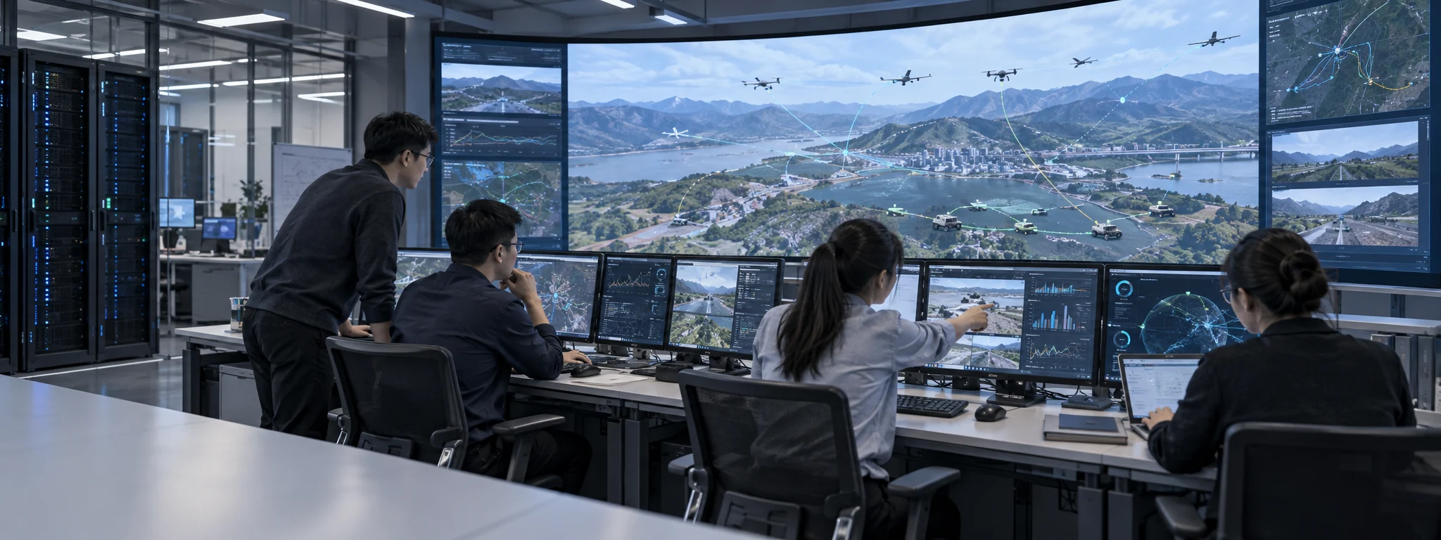 中国工程师运行面向空地无人集群的数字孪生仿真训练环境